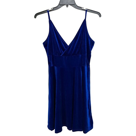 Blue Velvet Babydoll style Spaghetti Strap Mini Dress Adjustable Straps Y2K - Picture 1 of 9